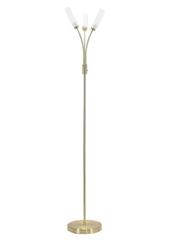 ValueLights Maya Gold Floor Lamp with White Shades (158.5cm x 26.5cm x 26.5cm)