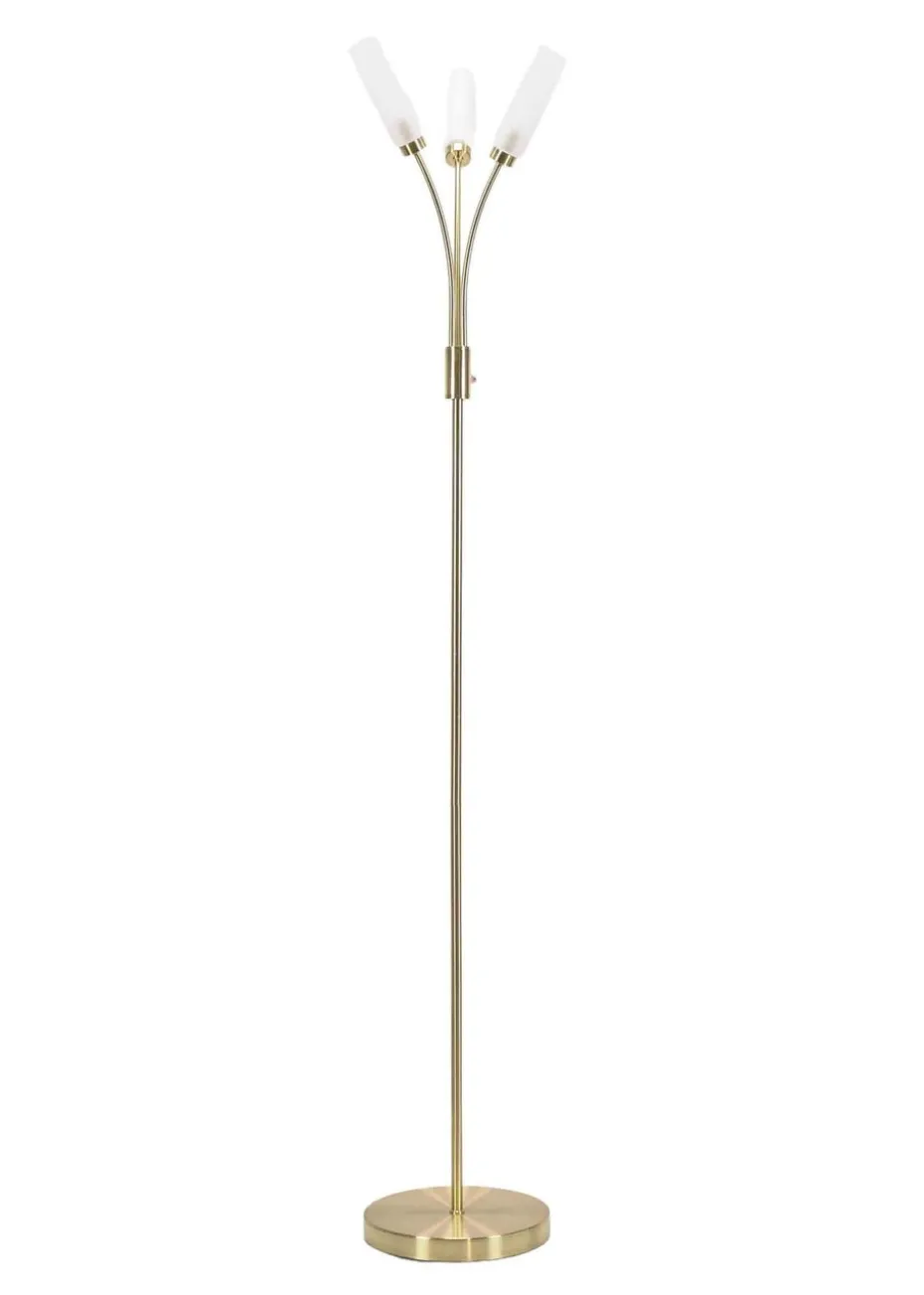 ValueLights Maya Gold Floor Lamp with White Shades (158.5cm x 26.5cm x 26.5cm)
