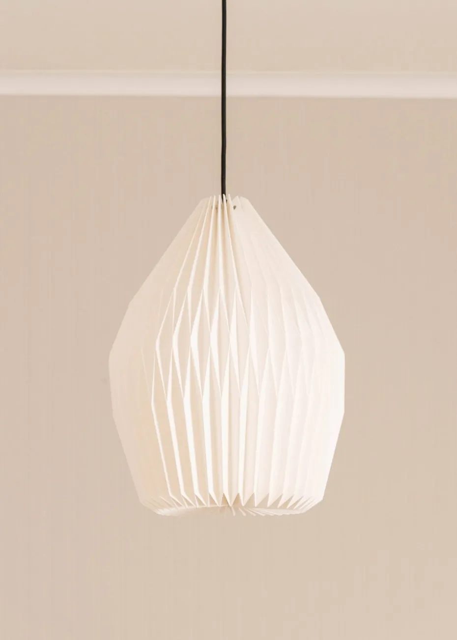 ValueLights Medium Astrid Matte White Paper Hourglass Ceiling Pendant Shade