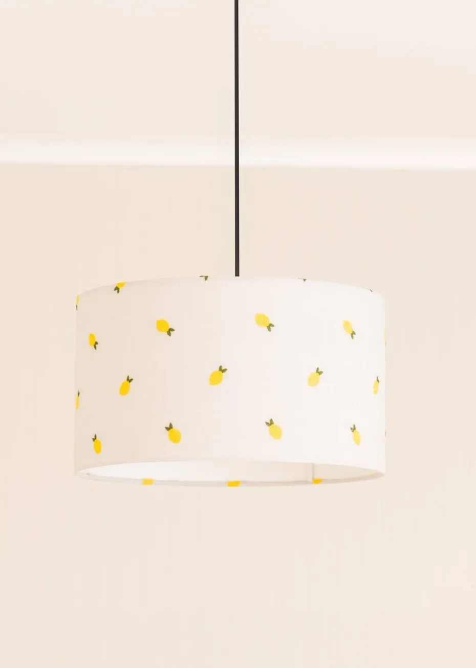 ValueLights Medium Brae Fabric Cream Drum Ceiling Pendant Shade