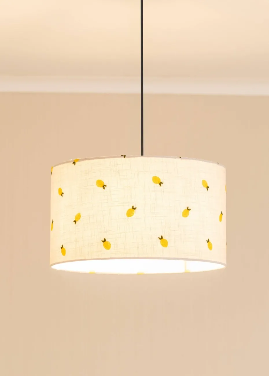 ValueLights Medium Brae Fabric Cream Drum Ceiling Pendant Shade