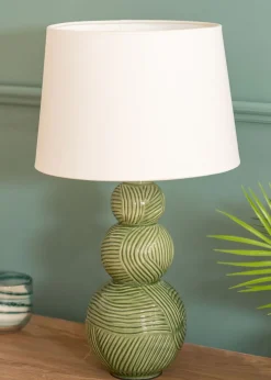 ValueLights Mia Green Ceramic Table Lamp