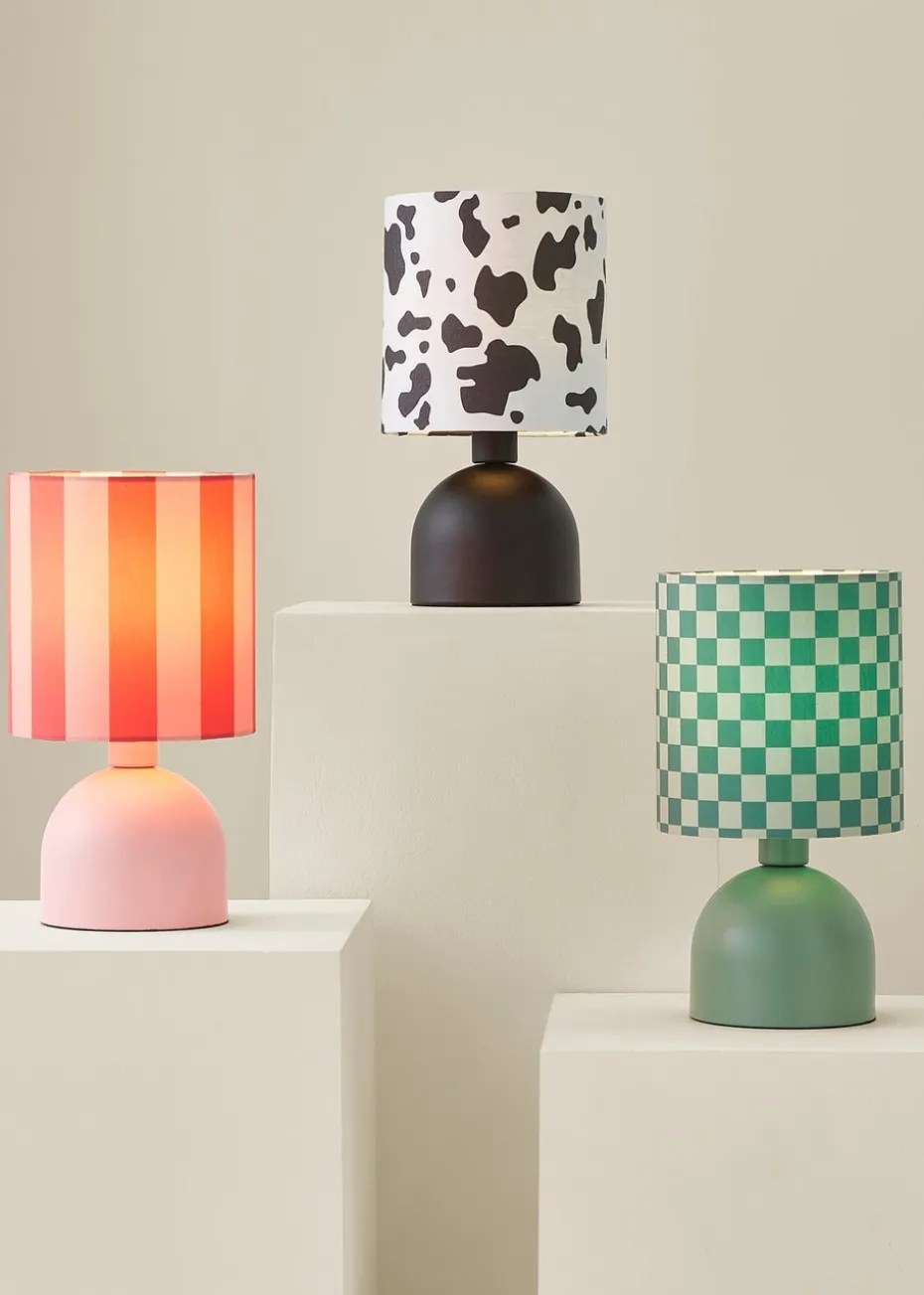 ValueLights Miley Cow Print Drum Lamp Shade Matte Black Table Lamp