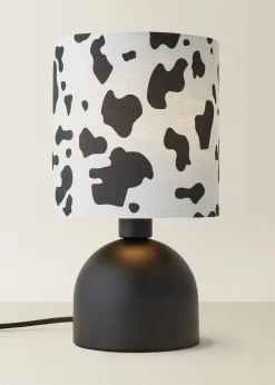 ValueLights Miley Cow Print Drum Lamp Shade Matte Black Table Lamp