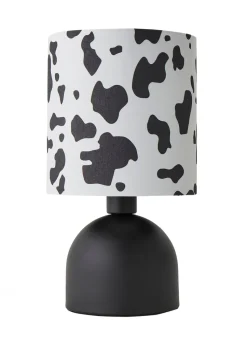 ValueLights Miley Cow Print Drum Lamp Shade Matte Black Table Lamp
