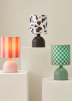 ValueLights Miley Cow Print Drum Lamp Shade Matte Black Table Lamp