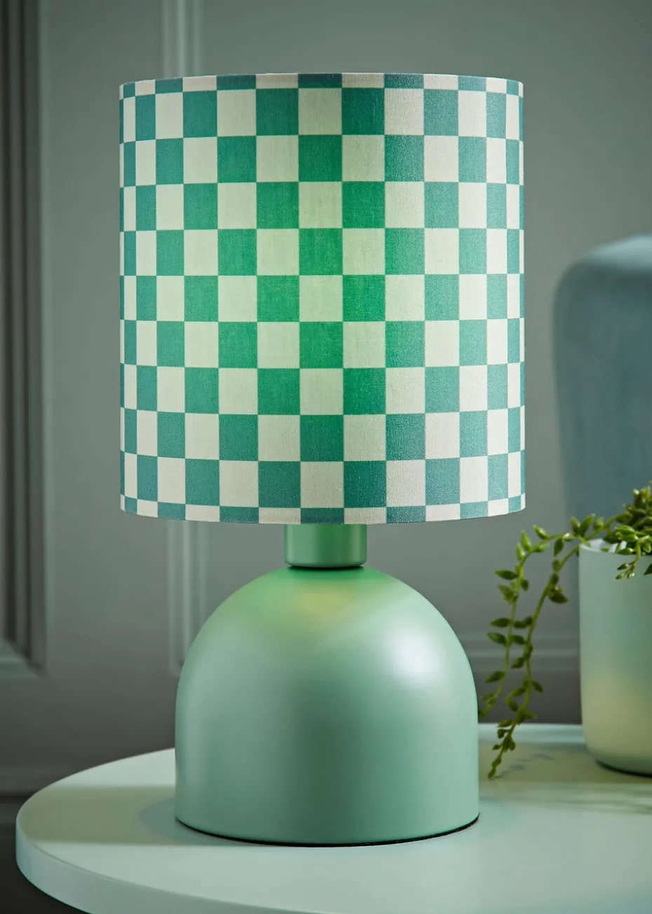 ValueLights Miley Green Checkerboard Drum Lamp Shade Table Lamp