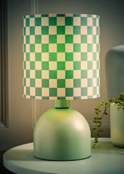 ValueLights Miley Green Checkerboard Drum Lamp Shade Table Lamp