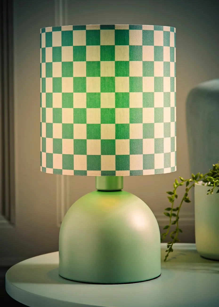 ValueLights Miley Green Checkerboard Drum Lamp Shade Table Lamp