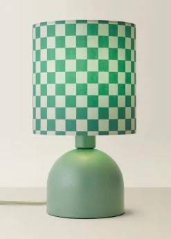 ValueLights Miley Green Checkerboard Drum Lamp Shade Table Lamp