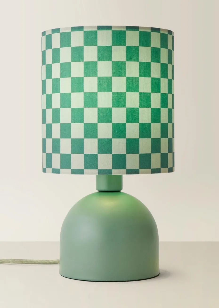 ValueLights Miley Green Checkerboard Drum Lamp Shade Table Lamp