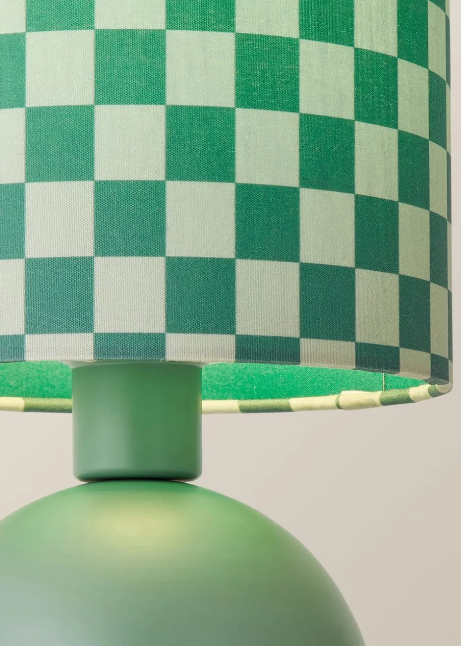 ValueLights Miley Green Checkerboard Drum Lamp Shade Table Lamp