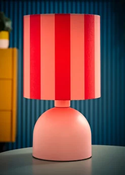 ValueLights Miley Pink Stripes Drum Lamp Shade Pale Pink Table Lamp