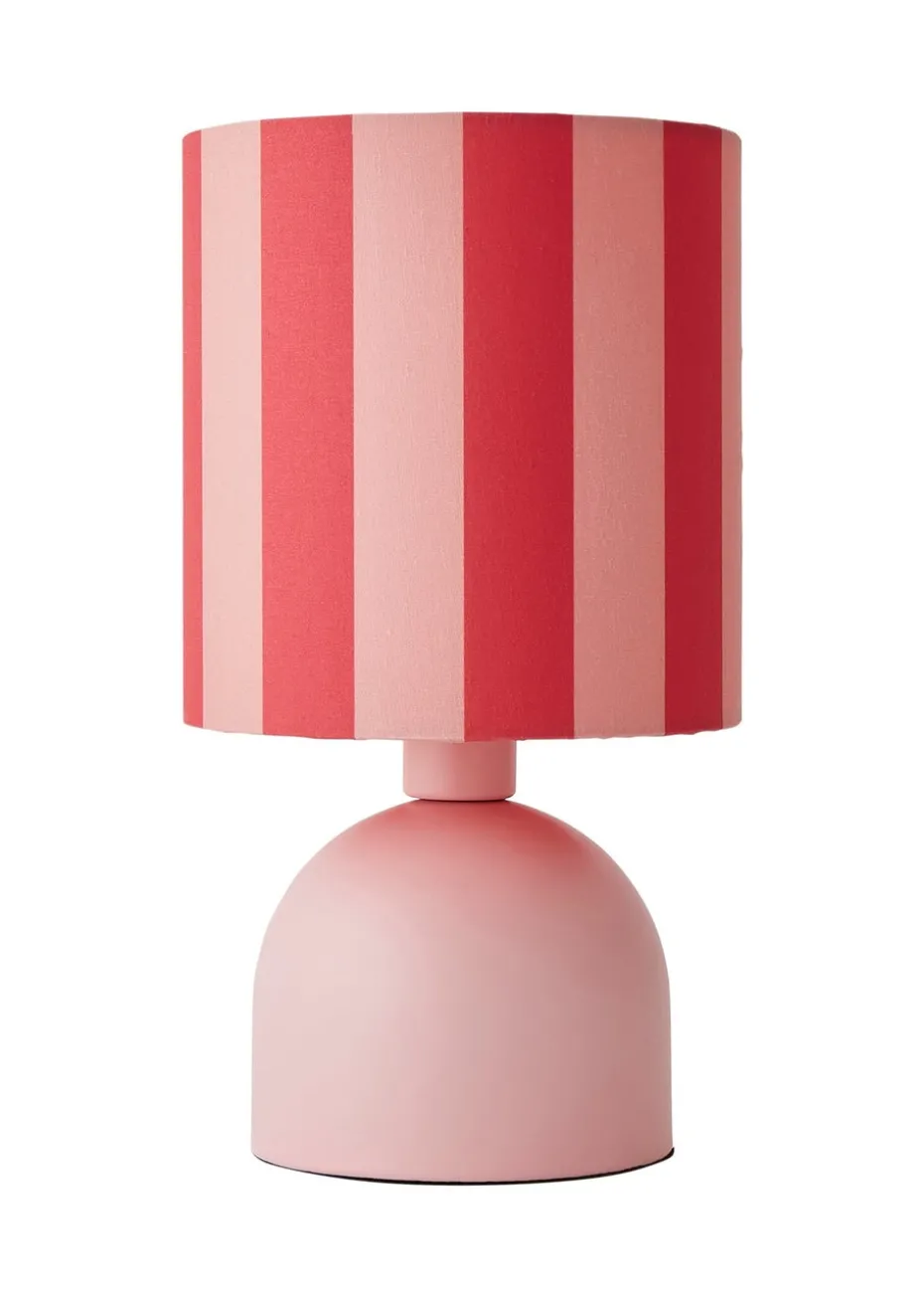 ValueLights Miley Pink Stripes Drum Lamp Shade Pale Pink Table Lamp