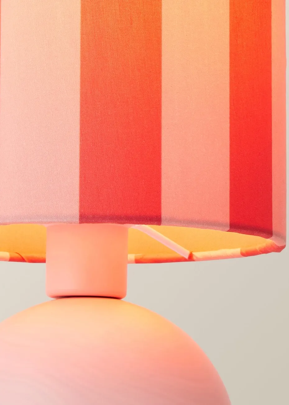 ValueLights Miley Pink Stripes Drum Lamp Shade Pale Pink Table Lamp