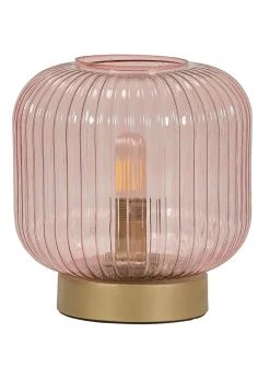 ValueLights Monroe Pink Glass Battery Operated Table Lamp (21.5cm x 20cm x 20cm)