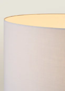 ValueLights Morrigan Light Wood Tripod Floor Lamp Grey Shade (147cm x 45cm)