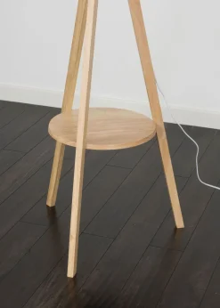 ValueLights Morrigan Light Wood Tripod Floor Lamp White Shade (147cm x 45cm)