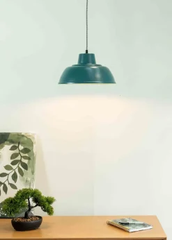 ValueLights Morris Matte Teal Pendant Light with Teal Dome Shade
