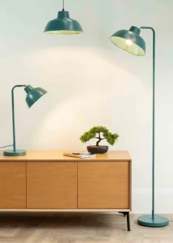 ValueLights Morris Matte Teal Pendant Light with Teal Dome Shade