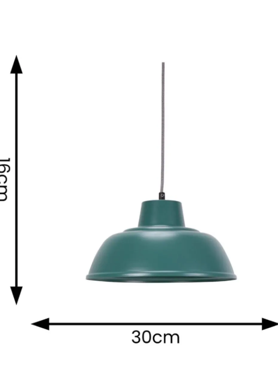 ValueLights Morris Matte Teal Pendant Light with Teal Dome Shade