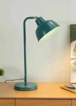 ValueLights Morris Matte Teal Table Lamp with Teal Dome Shade