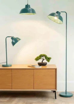 ValueLights Morris Matte Teal Table Lamp with Teal Dome Shade