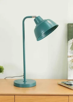 ValueLights Morris Matte Teal Table Lamp with Teal Dome Shade