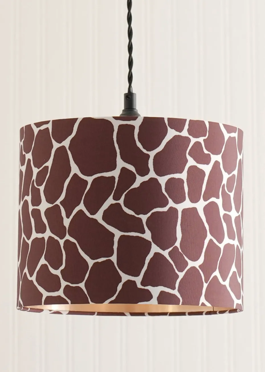 ValueLights Oasis Giraffe Print Fabric with Inner Drum Ceiling Lamp Shade