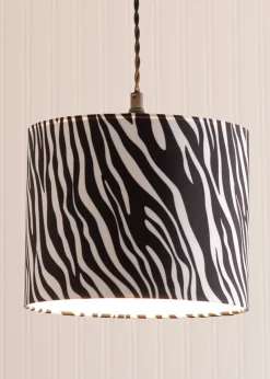 ValueLights Oasis Zebra Print Fabric with Inner Drum Ceiling Lamp Shade