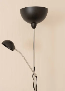ValueLights Orion Matte Black Floor Lamp with White Shade (181cm x 46cm x 25cm)