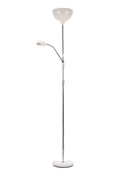 ValueLights Orion Matte White Floor Lamp with White Shade (181cm x 46cm x 25cm)