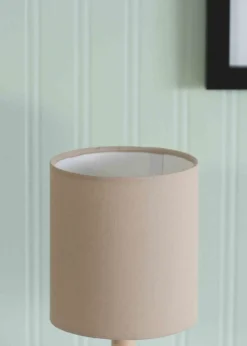 ValueLights Pair Oak Natural Table Lamp with Natural Drum Shade