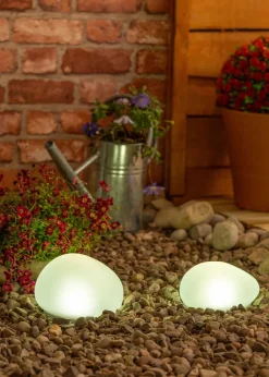 ValueLights Pebble Solar Lights Set of 2 (10.9cm x 12.5cm x 16.7cm)