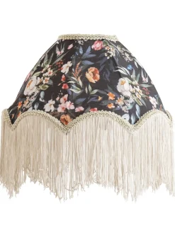 ValueLights Peony Scalloped Floral Fabric Classic Lamp Shade with Cream Tassels