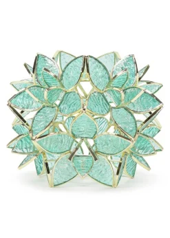 ValueLights Reine Aqua Glass Flower Easy Fit Pendant (17cm x 21cm x 21cm)