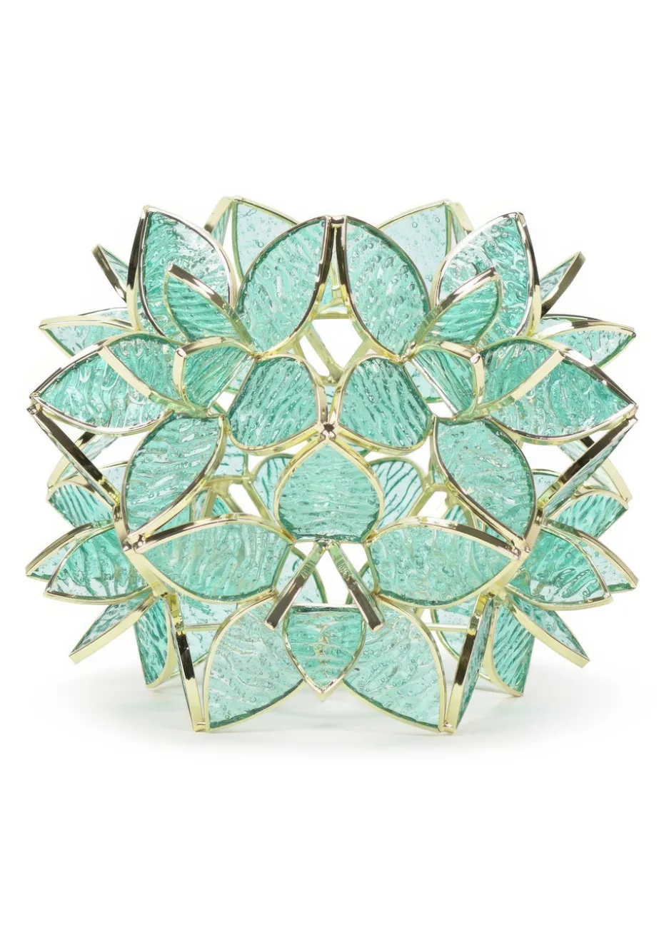 ValueLights Reine Aqua Glass Flower Easy Fit Pendant (17cm x 21cm x 21cm)