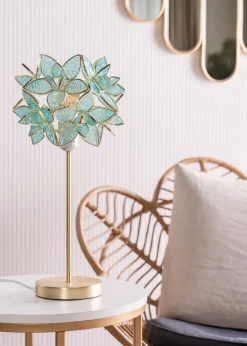 ValueLights Reine Aqua Glass Flower Easy Fit Pendant (17cm x 21cm x 21cm)