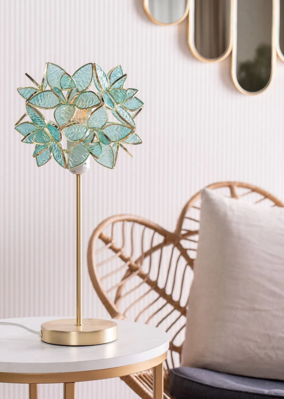 ValueLights Reine Aqua Glass Flower Easy Fit Pendant (17cm x 21cm x 21cm)