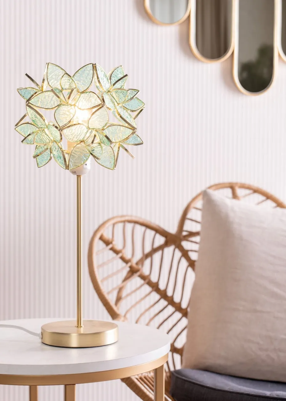 ValueLights Reine Aqua Glass Flower Easy Fit Pendant (17cm x 21cm x 21cm)