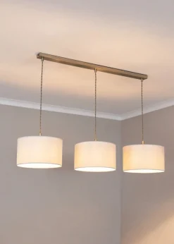 ValueLights Reni White Drum Shade 3 Drop Bar Diner Ceiling Pendant Light