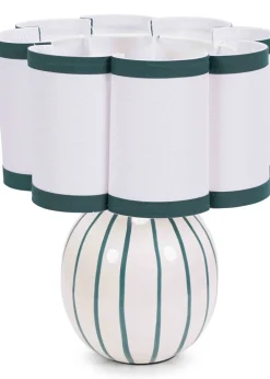 ValueLights Rohan Gloss Green Table Lamp with Cream Drum Shade