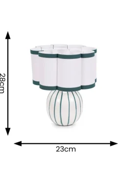 ValueLights Rohan Gloss Green Table Lamp with Cream Drum Shade