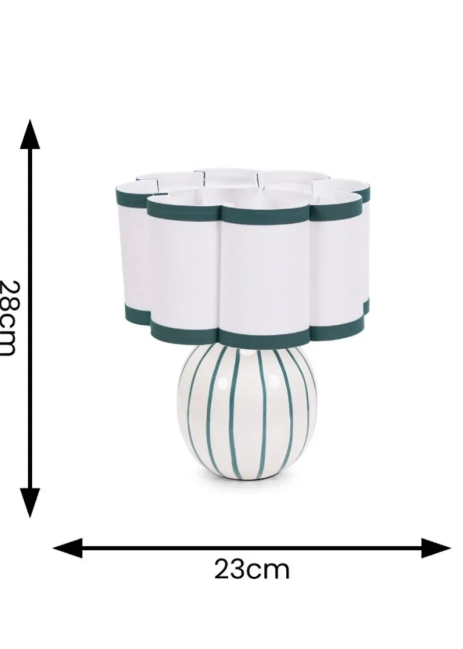 ValueLights Rohan Gloss Green Table Lamp with Cream Drum Shade