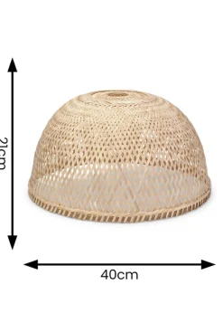 ValueLights Rosa Wood Bamboo Natural Dome Ceiling Pendant Shade (21cm x 40cm x 40cm)