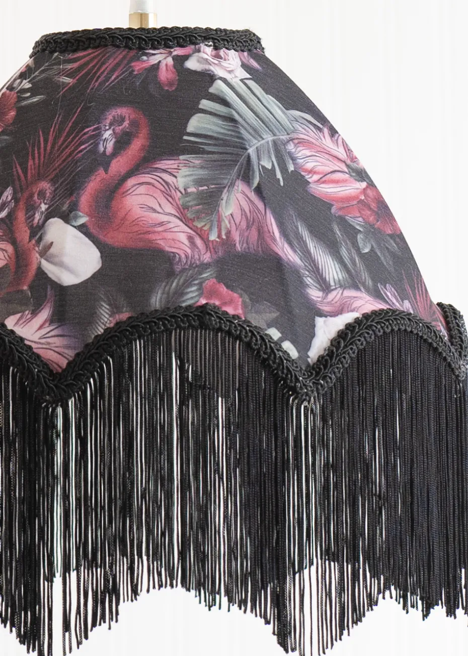 ValueLights Rosette Scalloped Flamingo Fabric Classic Lamp Shade with Black Tassels