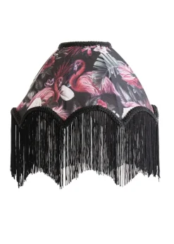 ValueLights Rosette Scalloped Flamingo Fabric Classic Lamp Shade with Black Tassels