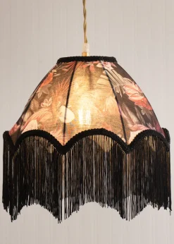 ValueLights Rosette Scalloped Flamingo Fabric Classic Lamp Shade with Black Tassels