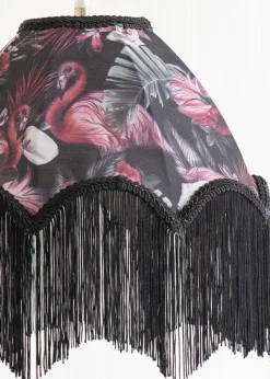 ValueLights Rosette Scalloped Flamingo Fabric Classic Lamp Shade with Black Tassels