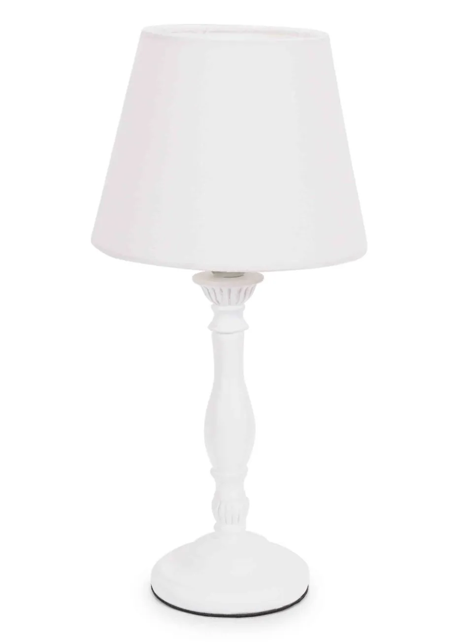 ValueLights Sara White Table Lamp with Cream Tapered Shade (32cm x 15cm x 15cm)